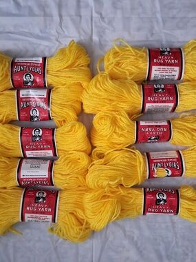 10 Skeins Aunt Lydia's Heavy Rug Yarn in Bright Yellow